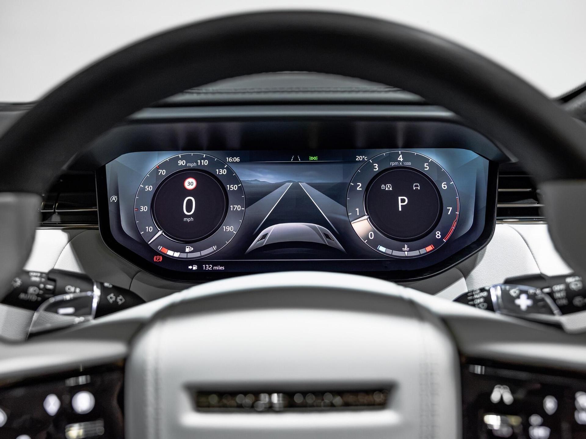 An interior shot of the driver instruments on a 2024 Land Rover Range Rover Sport