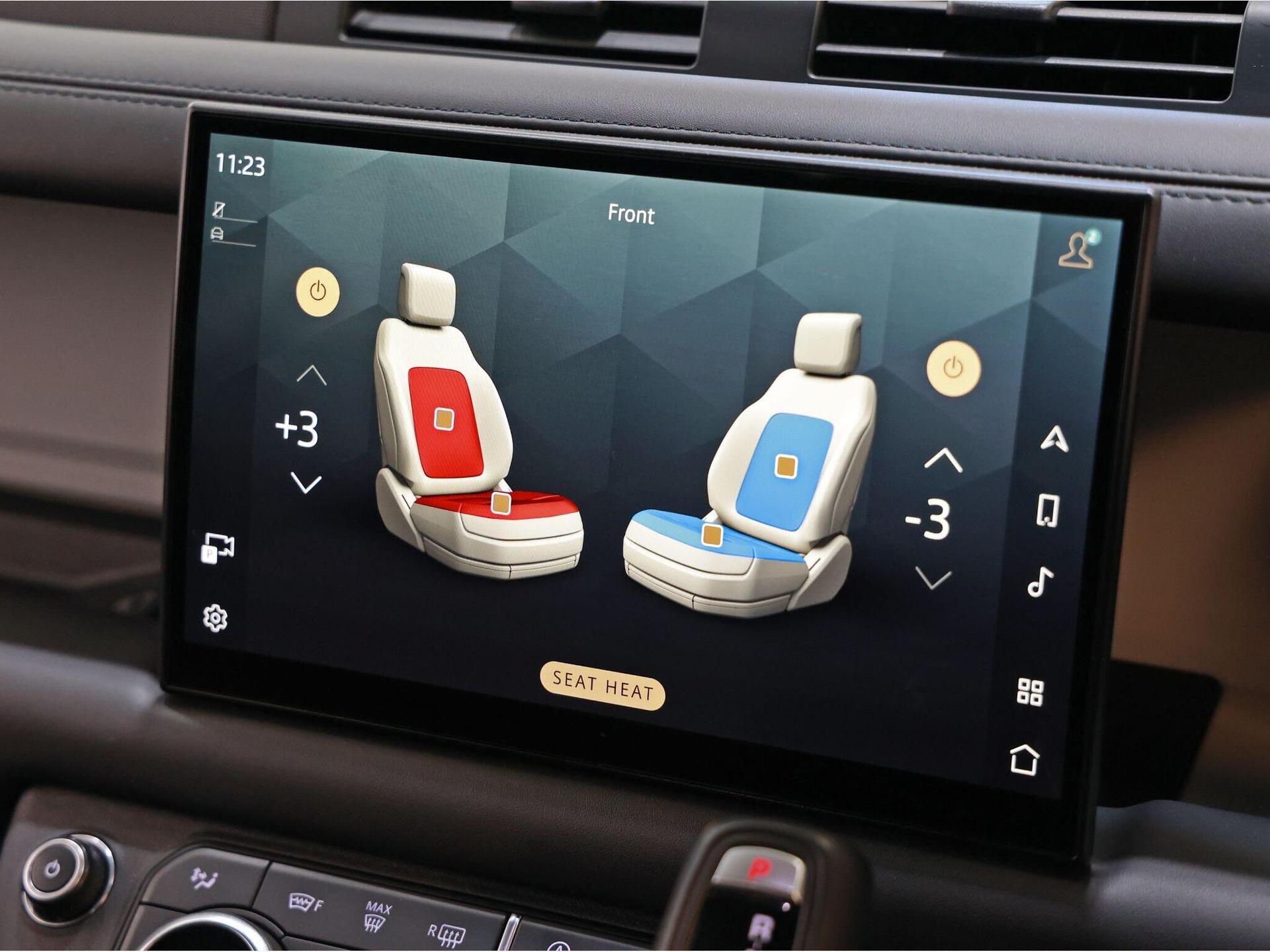 An interior shot of the infotainment system on a 2022 Land Rover Defender 110