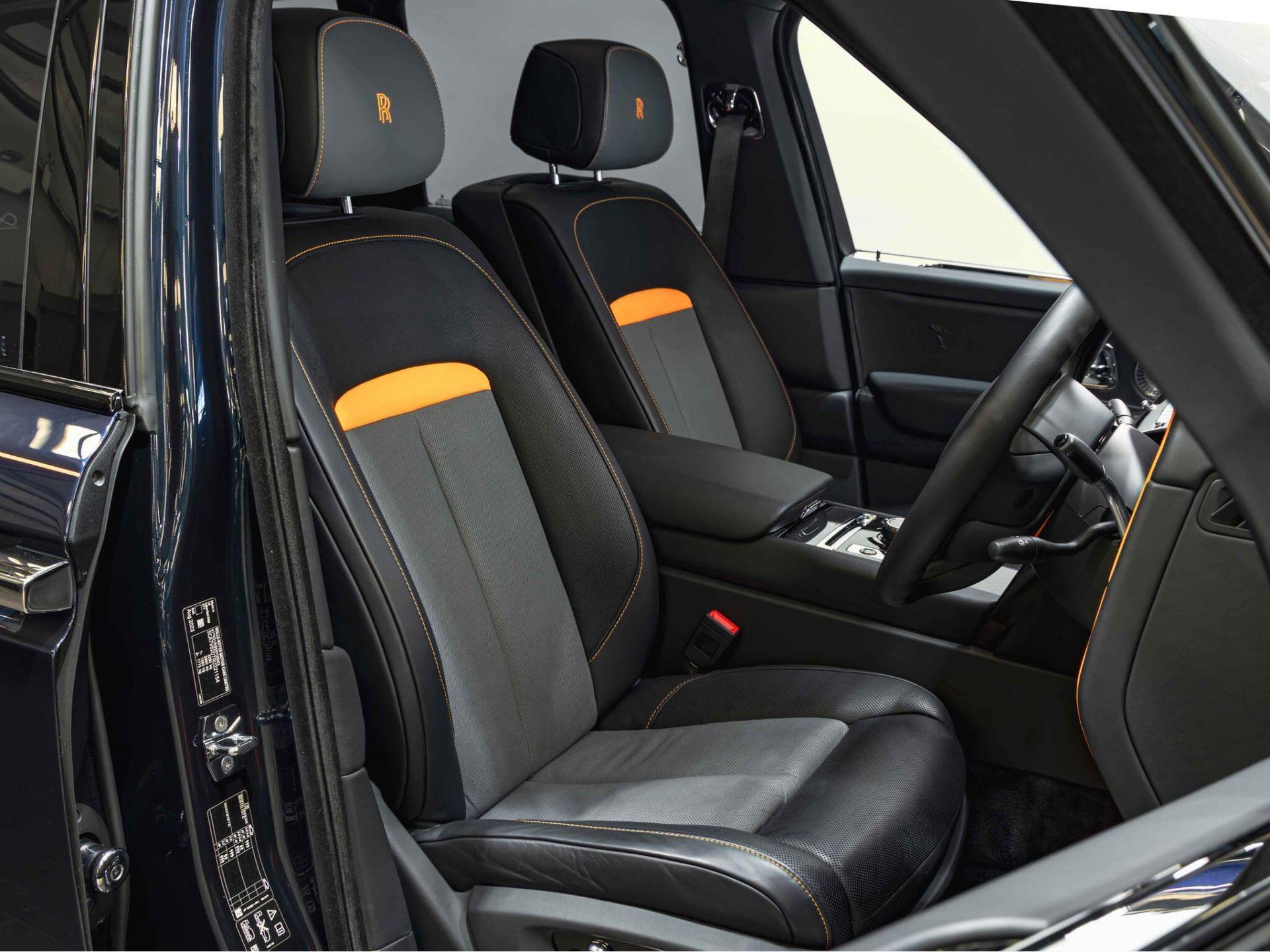 An interior shot of the driver seat on a 2023 Rolls-Royce Cullinan