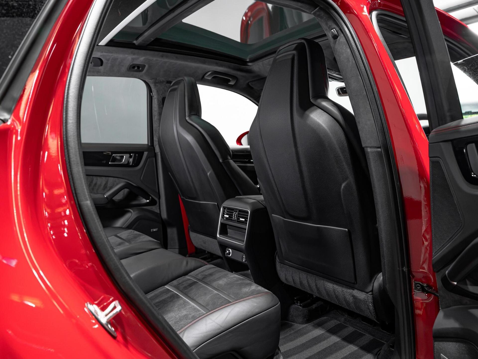 An interior shot of the seats rear on a 2021 Porsche Cayenne