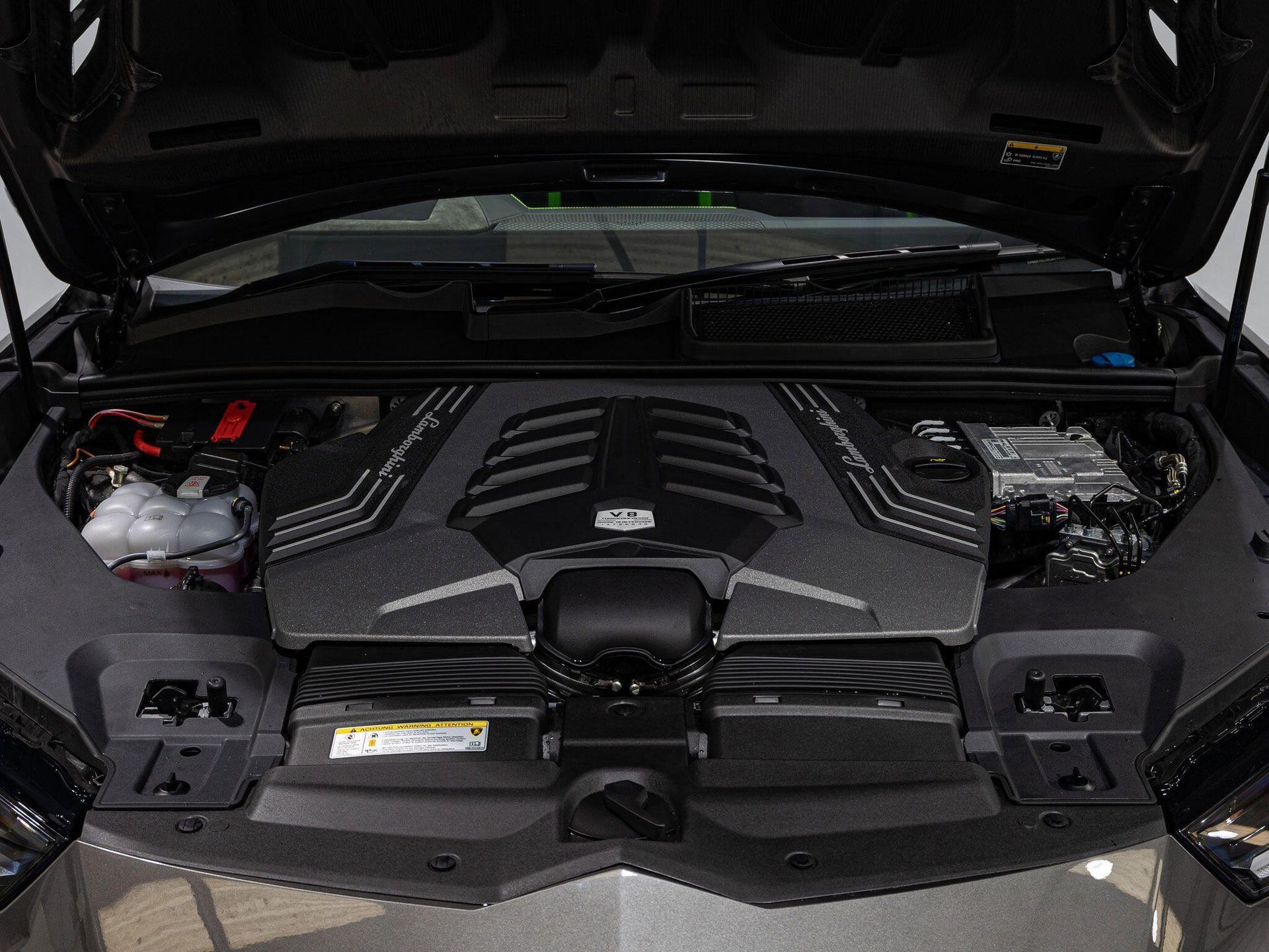 An exterior shot of the engine on a 2024 Lamborghini Urus