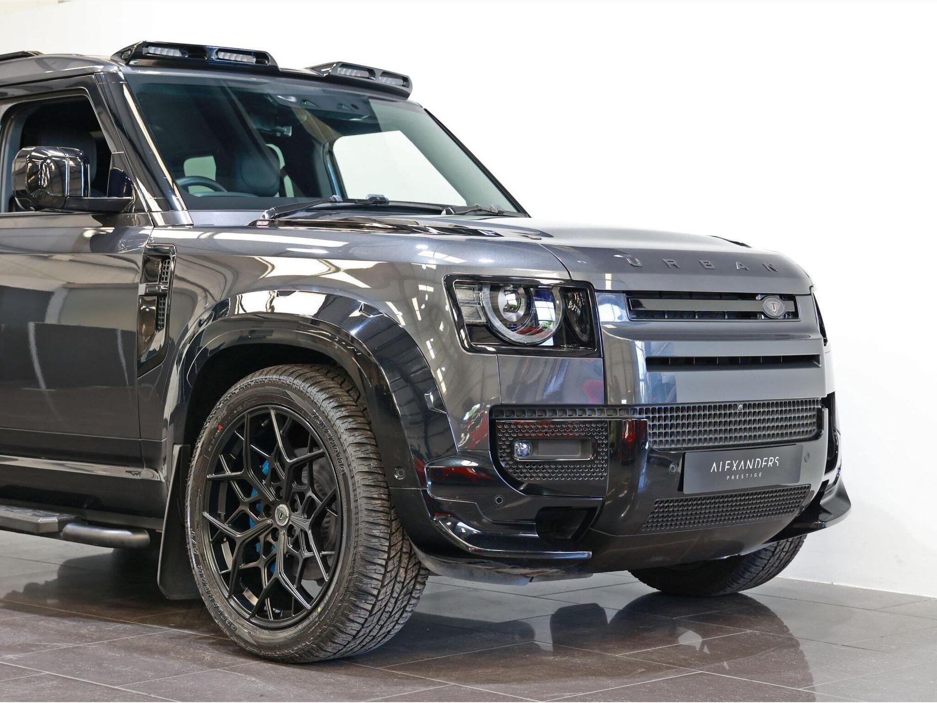 An exterior shot of the front right on a 2022 Land Rover Defender 110