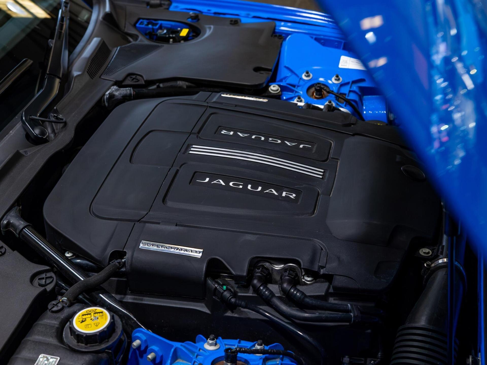 An exterior shot of the engine on a 2014 Jaguar XKR-S