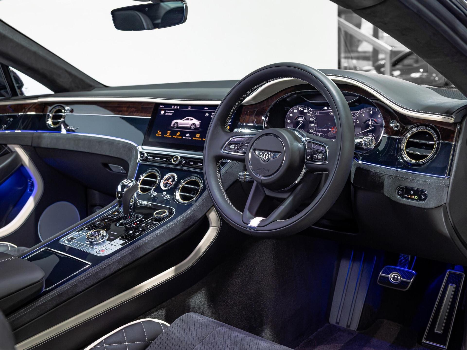 An interior shot of the interior front on a 2021 Bentley Continental