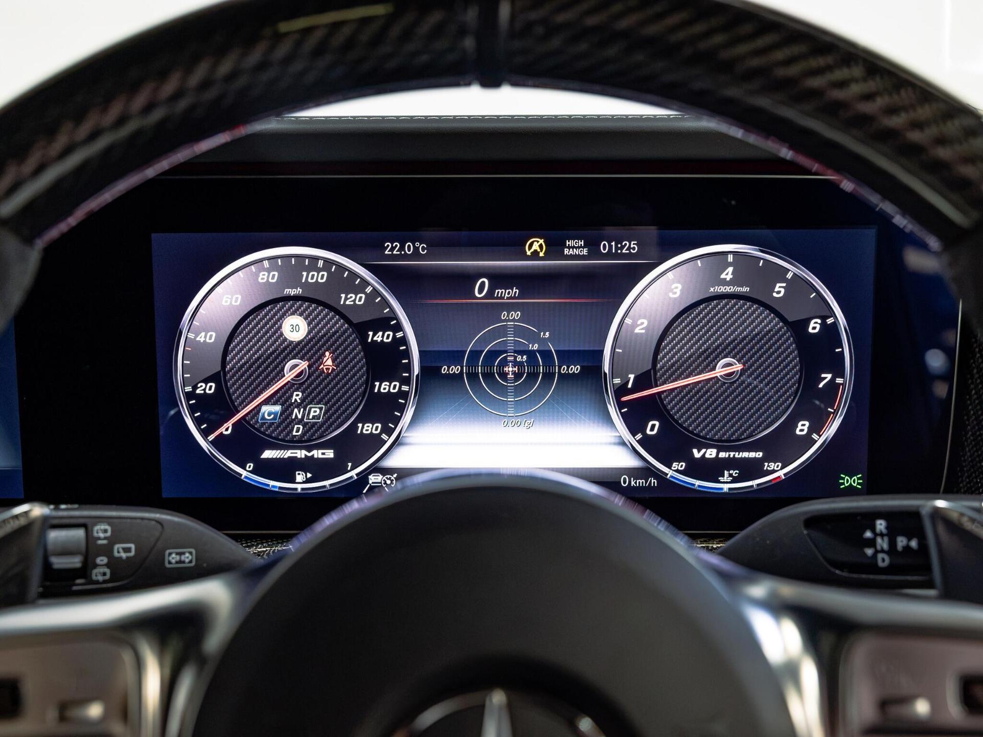 An interior shot of the driver instruments on a 2023 Mercedes-Benz G Class