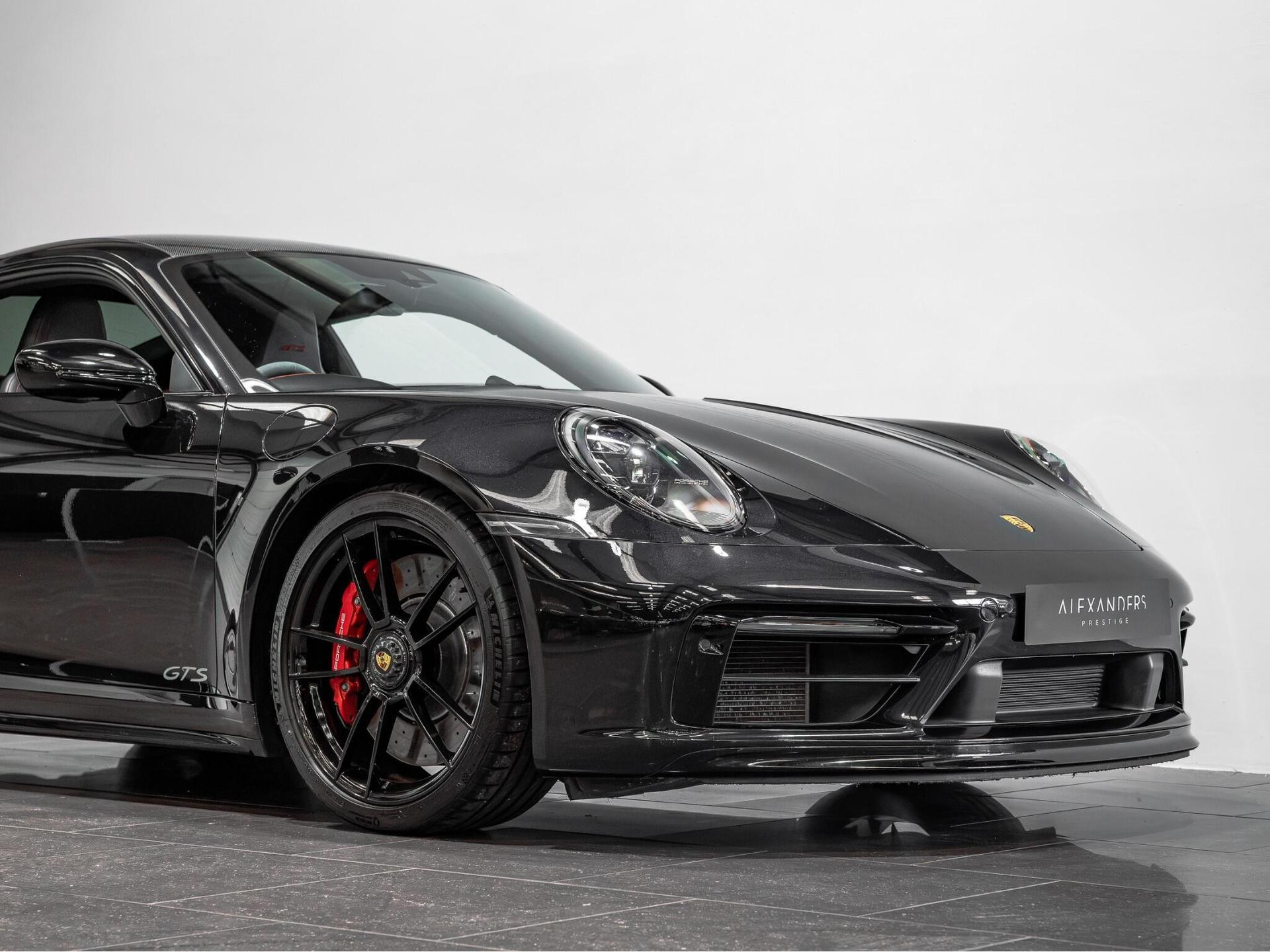 An exterior shot of the front right on a 2021 Porsche 911