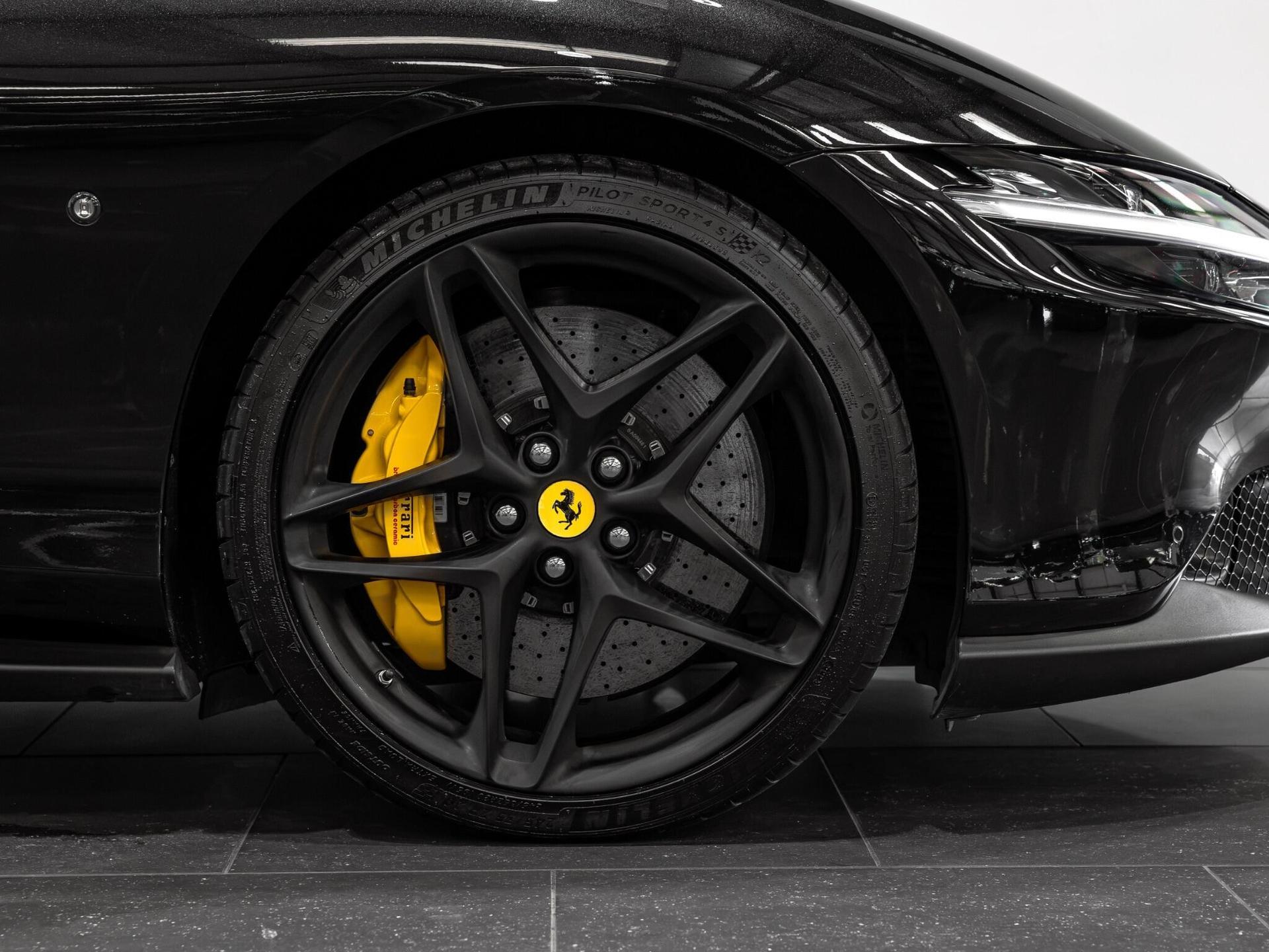 An exterior shot of the wheel on a 2021 Ferrari Roma