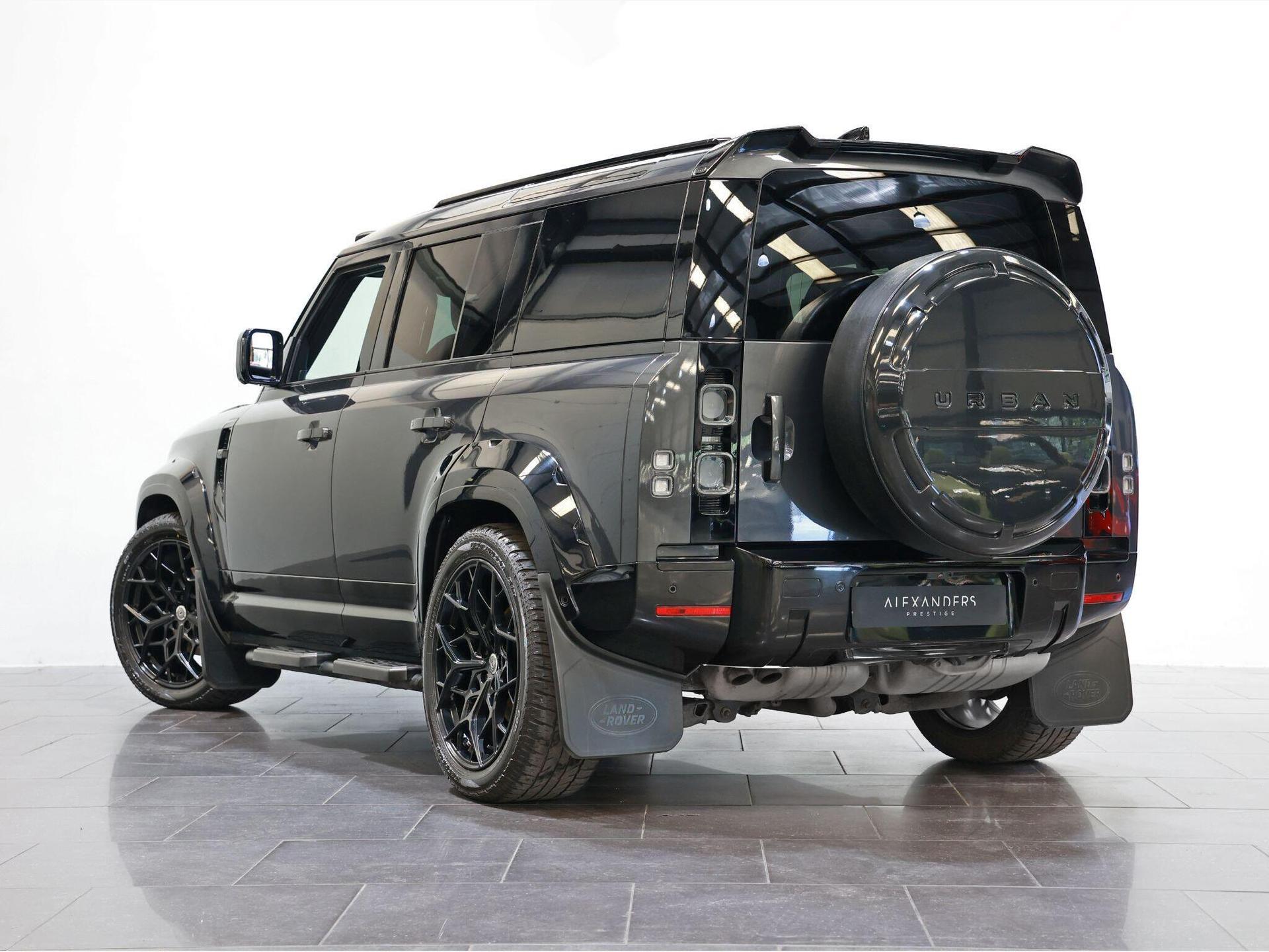 An exterior shot of the rear left on a 2022 Land Rover Defender 110