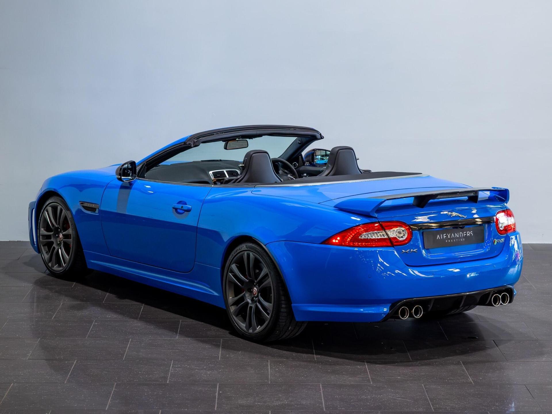 An exterior shot of the rear left on a 2014 Jaguar XKR-S