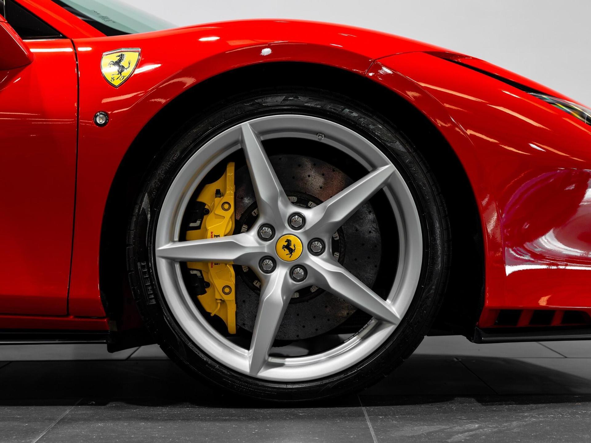 An exterior shot of the wheel on a 2022 Ferrari F8 Spider