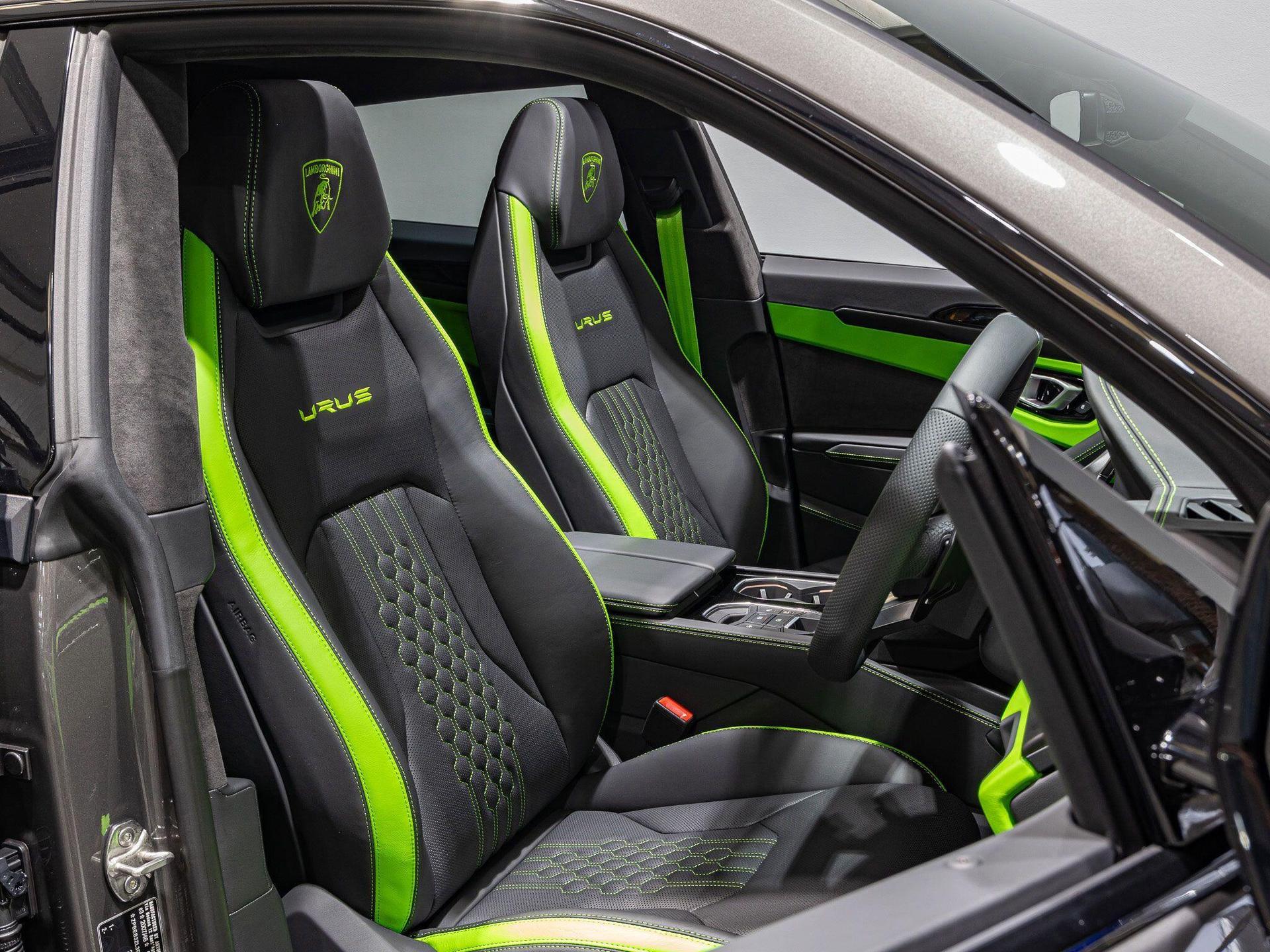 An interior shot of the driver seat on a 2024 Lamborghini Urus