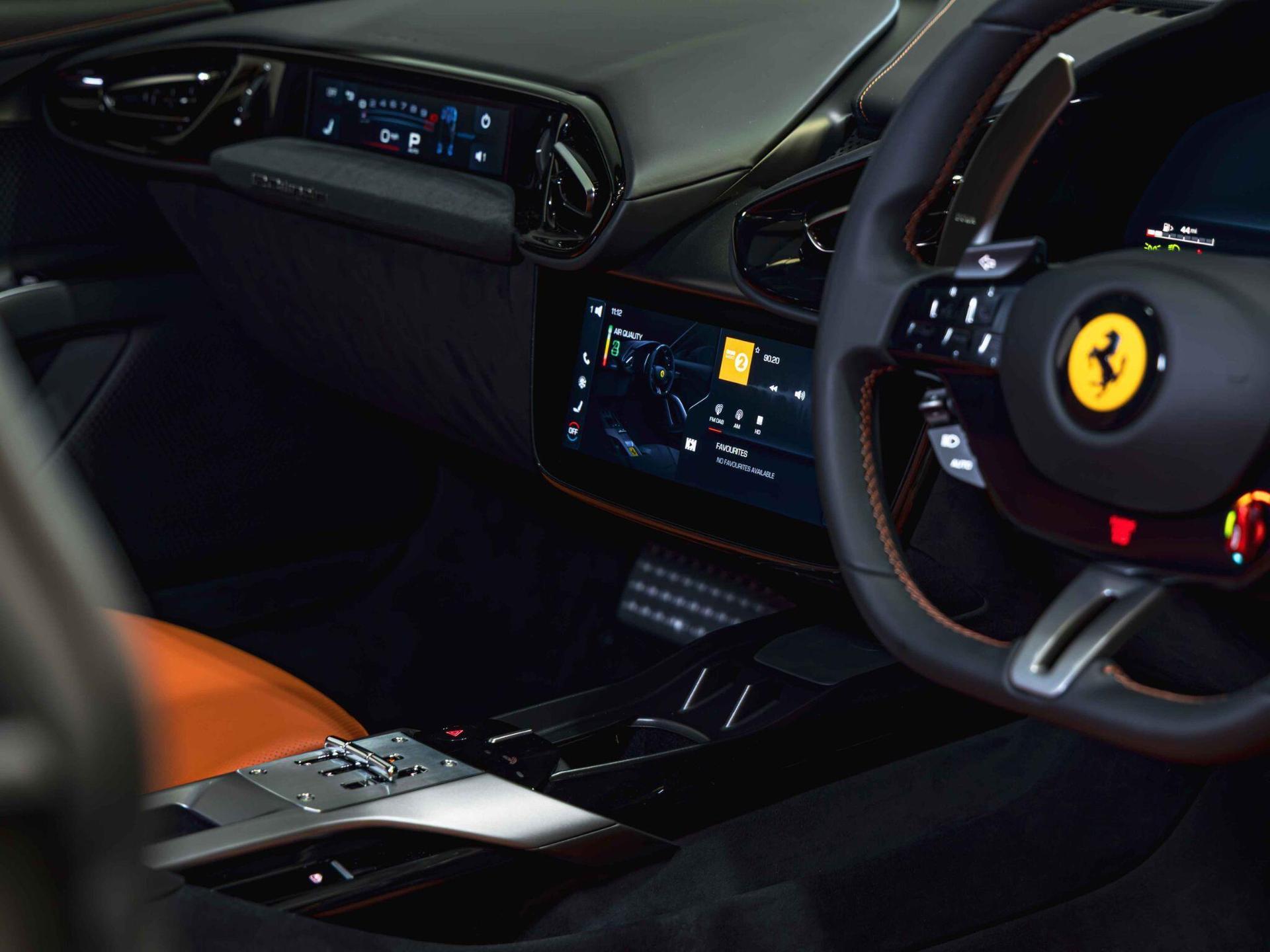 An interior shot of the interior front on a 2025 Ferrari 12Cilindri