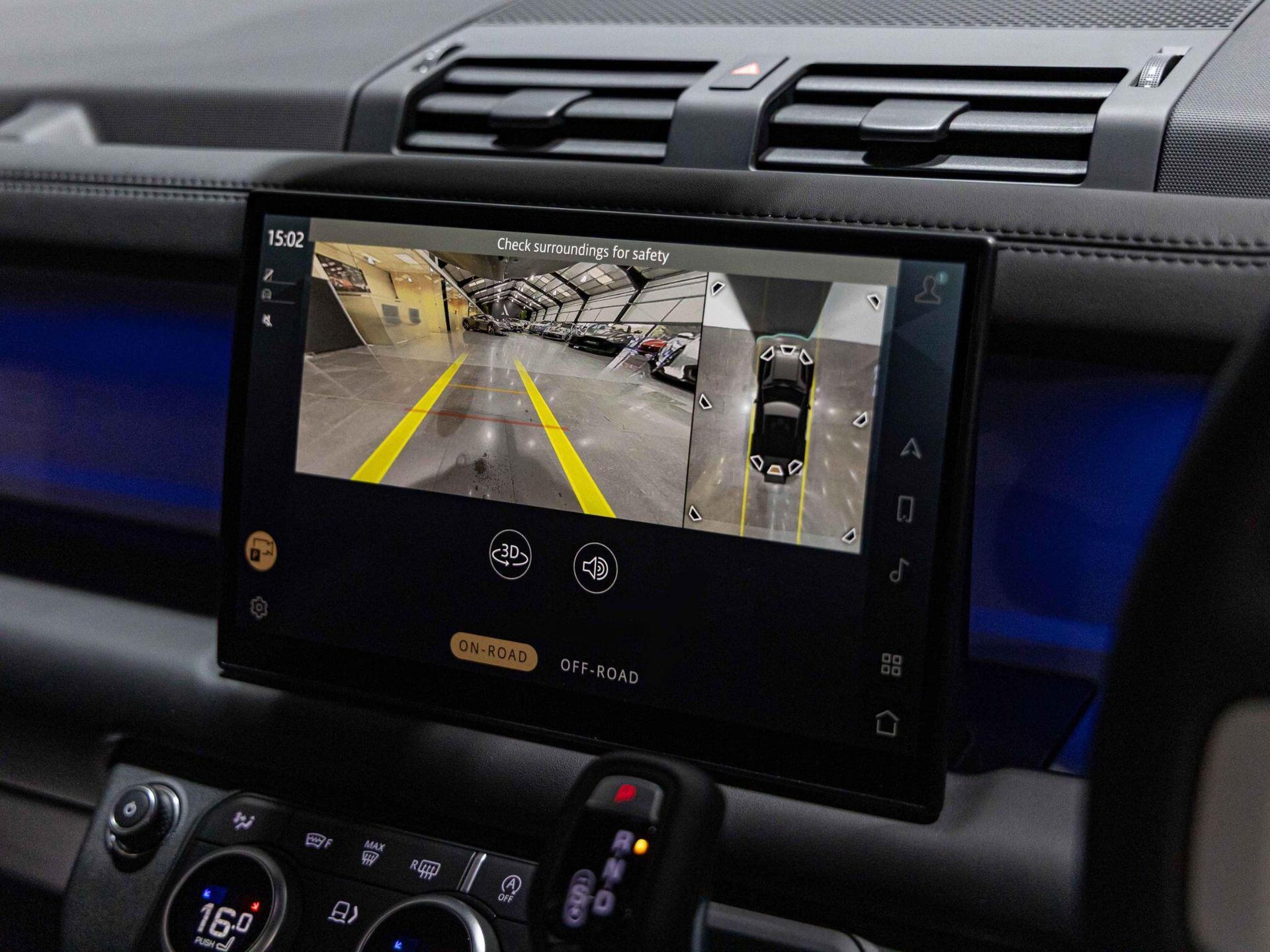 An interior shot of the infotainment system on a 2025 Land Rover Defender 90