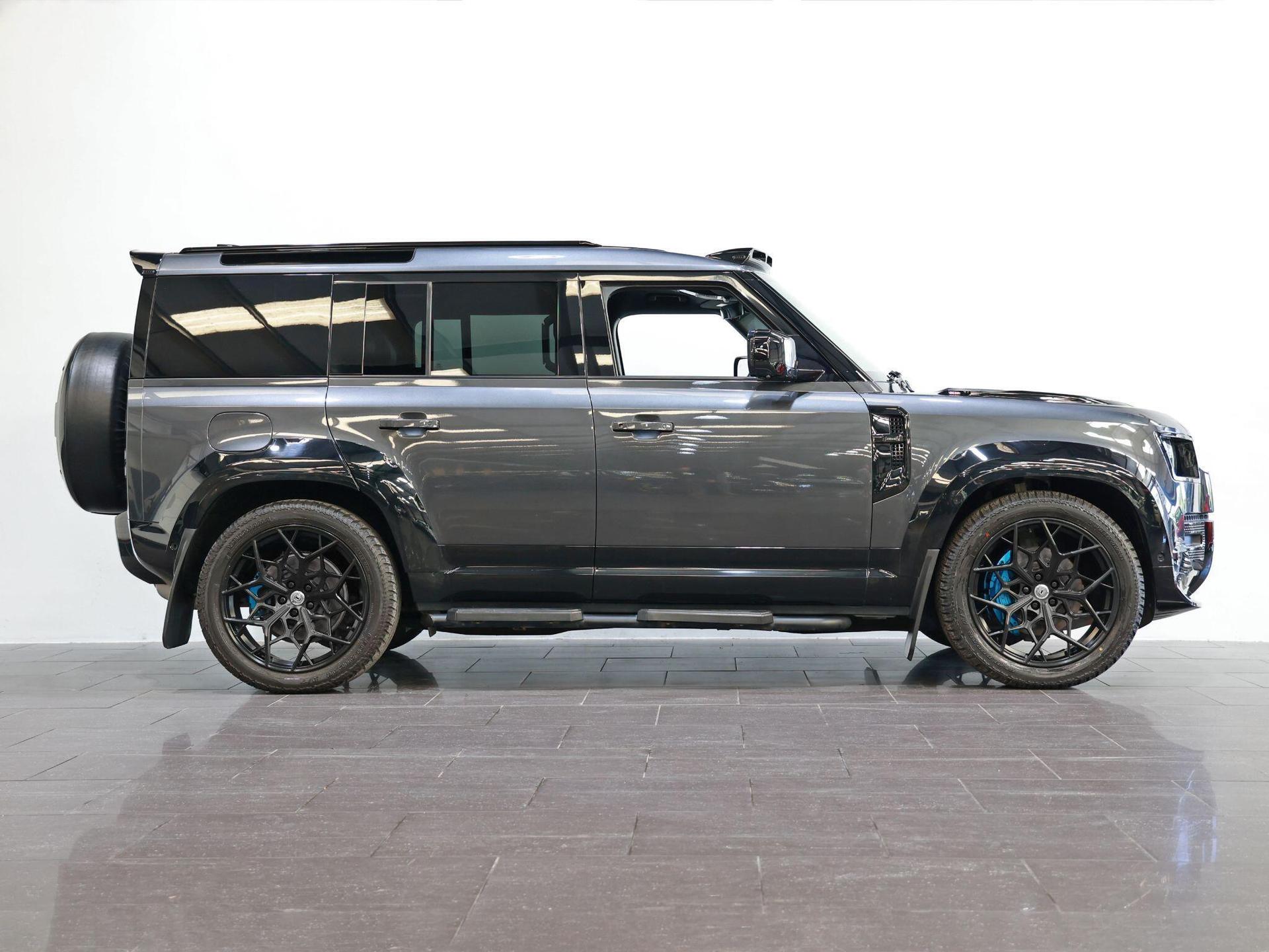 An exterior shot of the side right on a 2022 Land Rover Defender 110