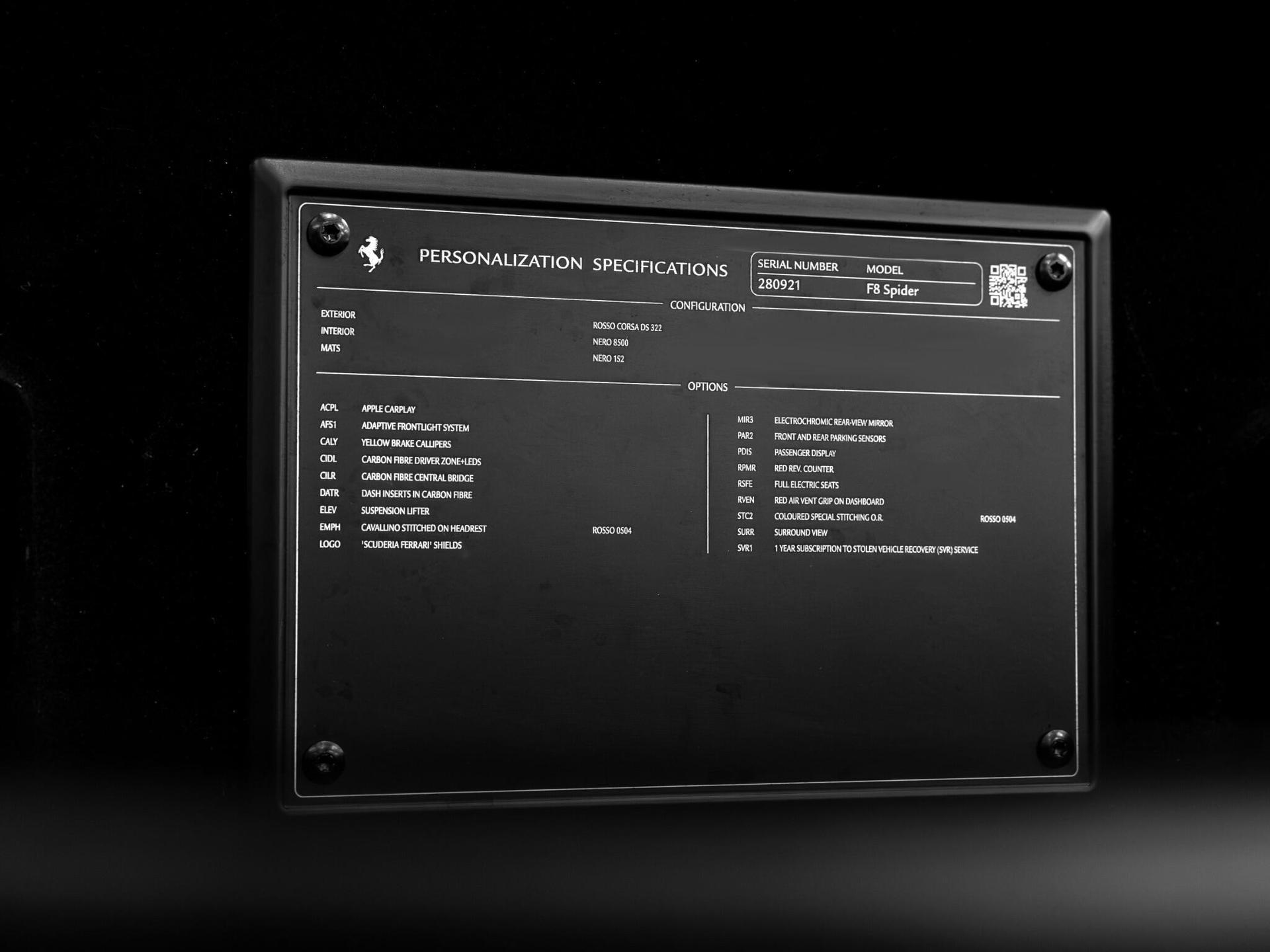 An interior shot of the infotainment system on a 2022 Ferrari F8 Spider