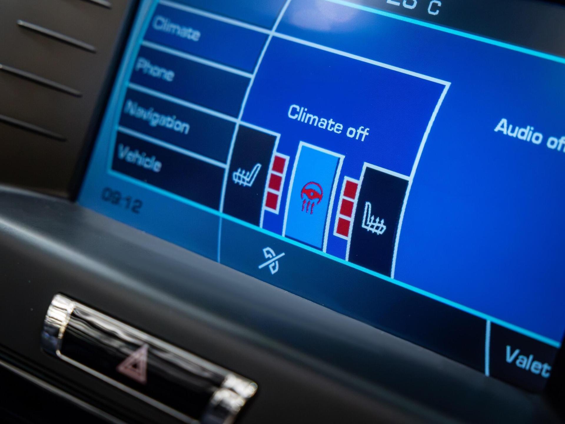 An interior shot of the infotainment system on a 2014 Jaguar XKR-S