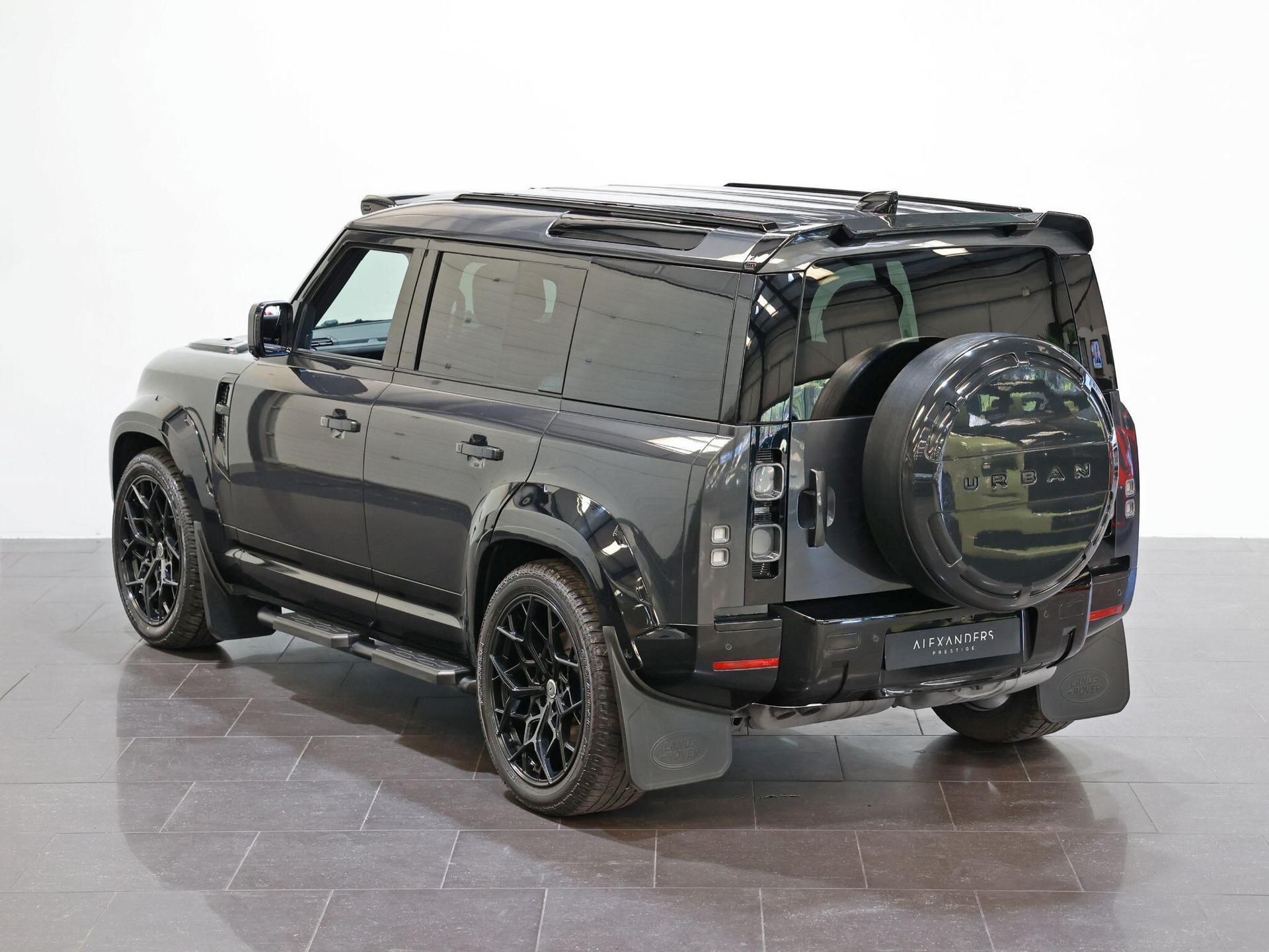 An exterior shot of the rear left on a 2022 Land Rover Defender 110