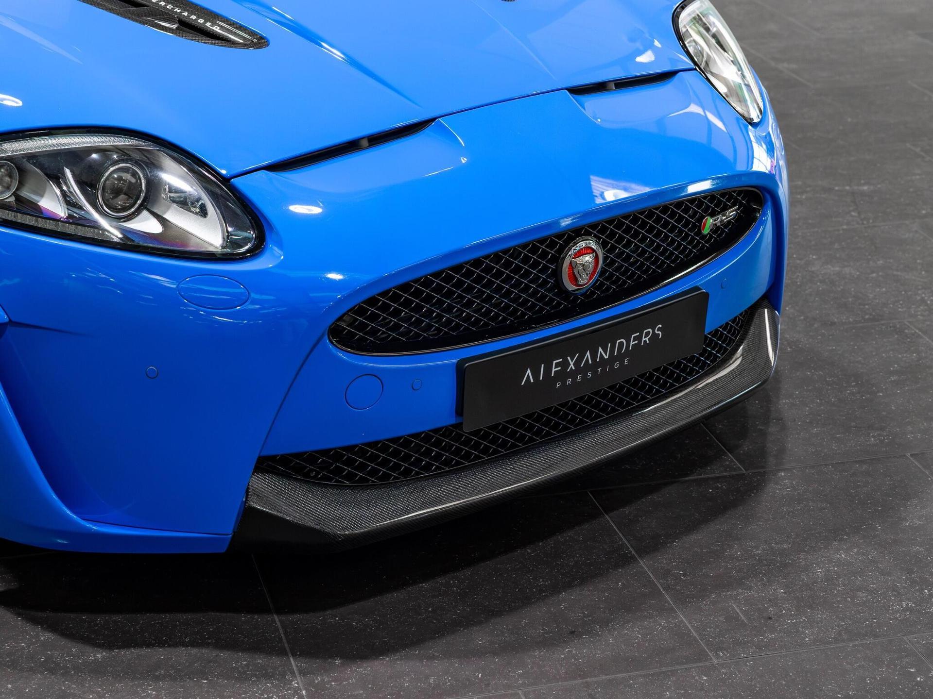 An exterior shot of the lights front on a 2014 Jaguar XKR-S