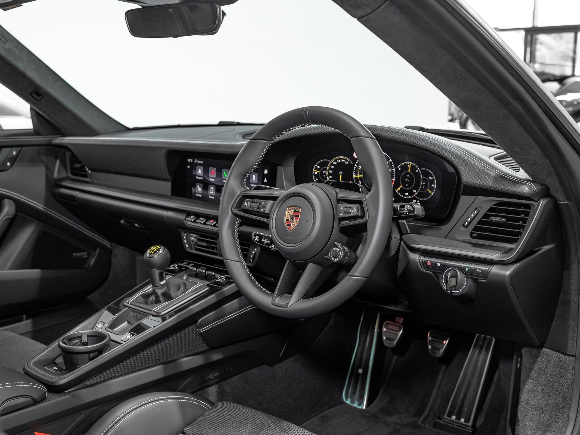 An interior shot of the interior front on a 2026 Porsche 911
