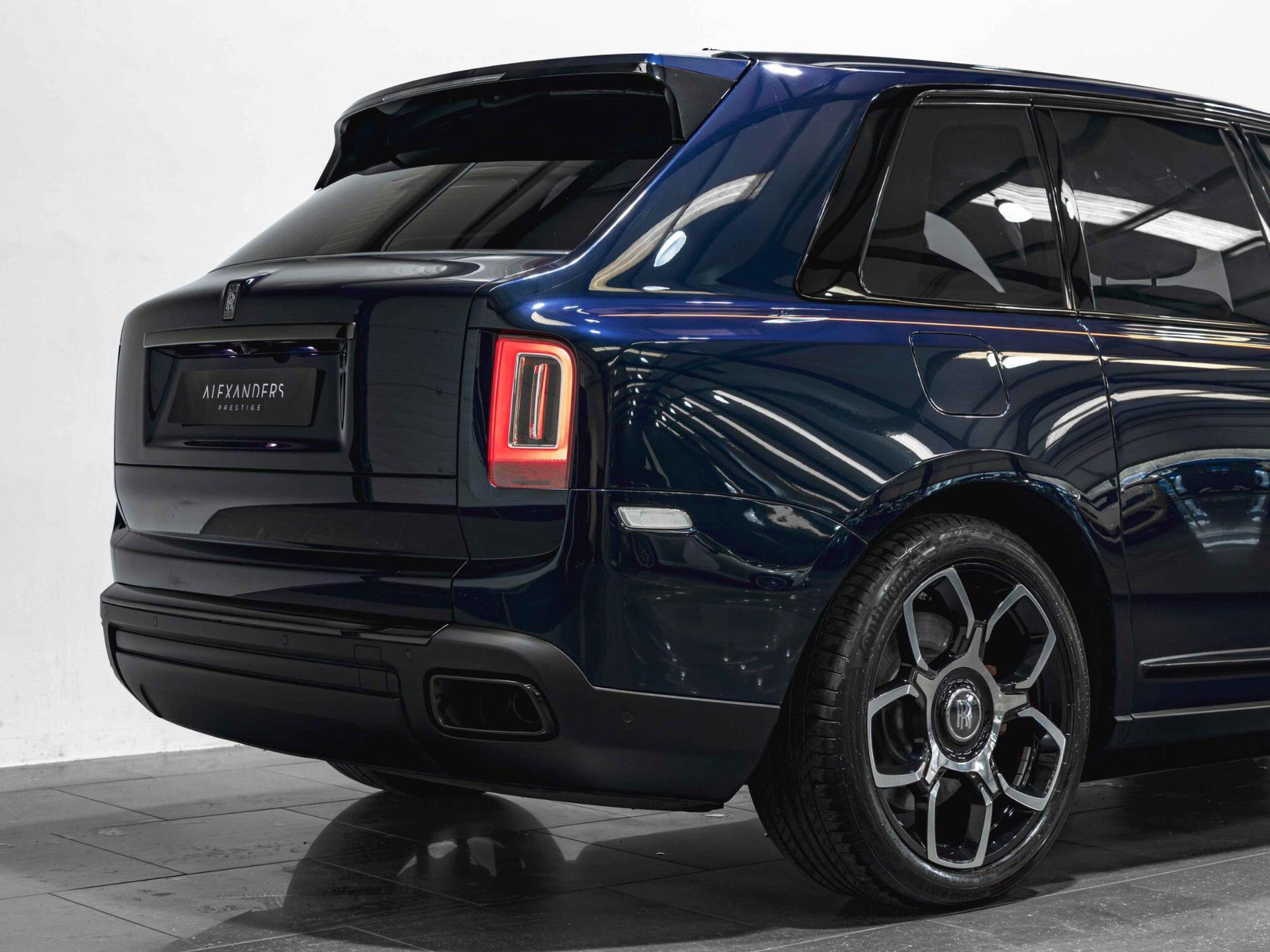 An exterior shot of the rear right on a 2023 Rolls-Royce Cullinan
