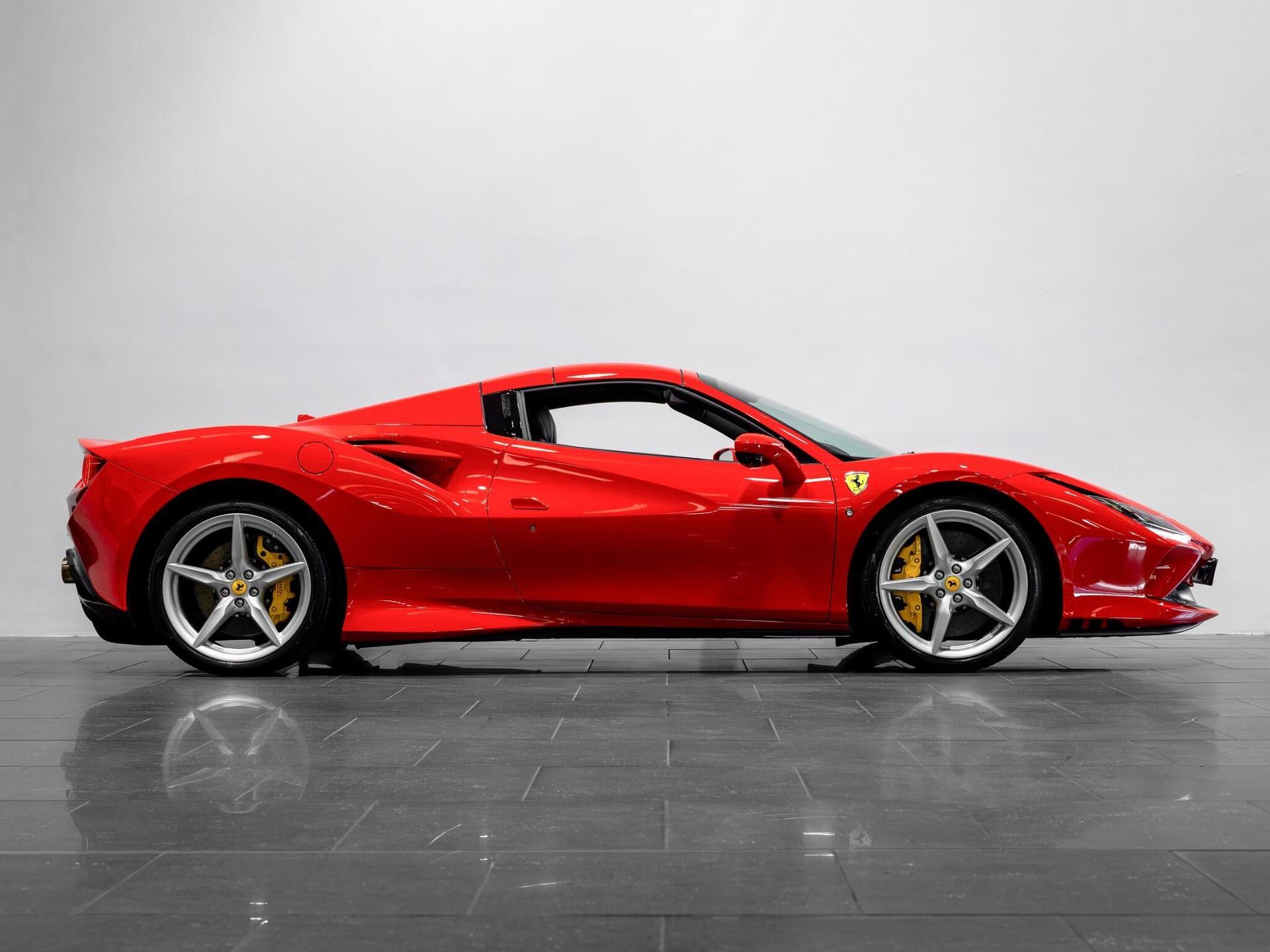 An exterior shot of the side right on a 2022 Ferrari F8 Spider