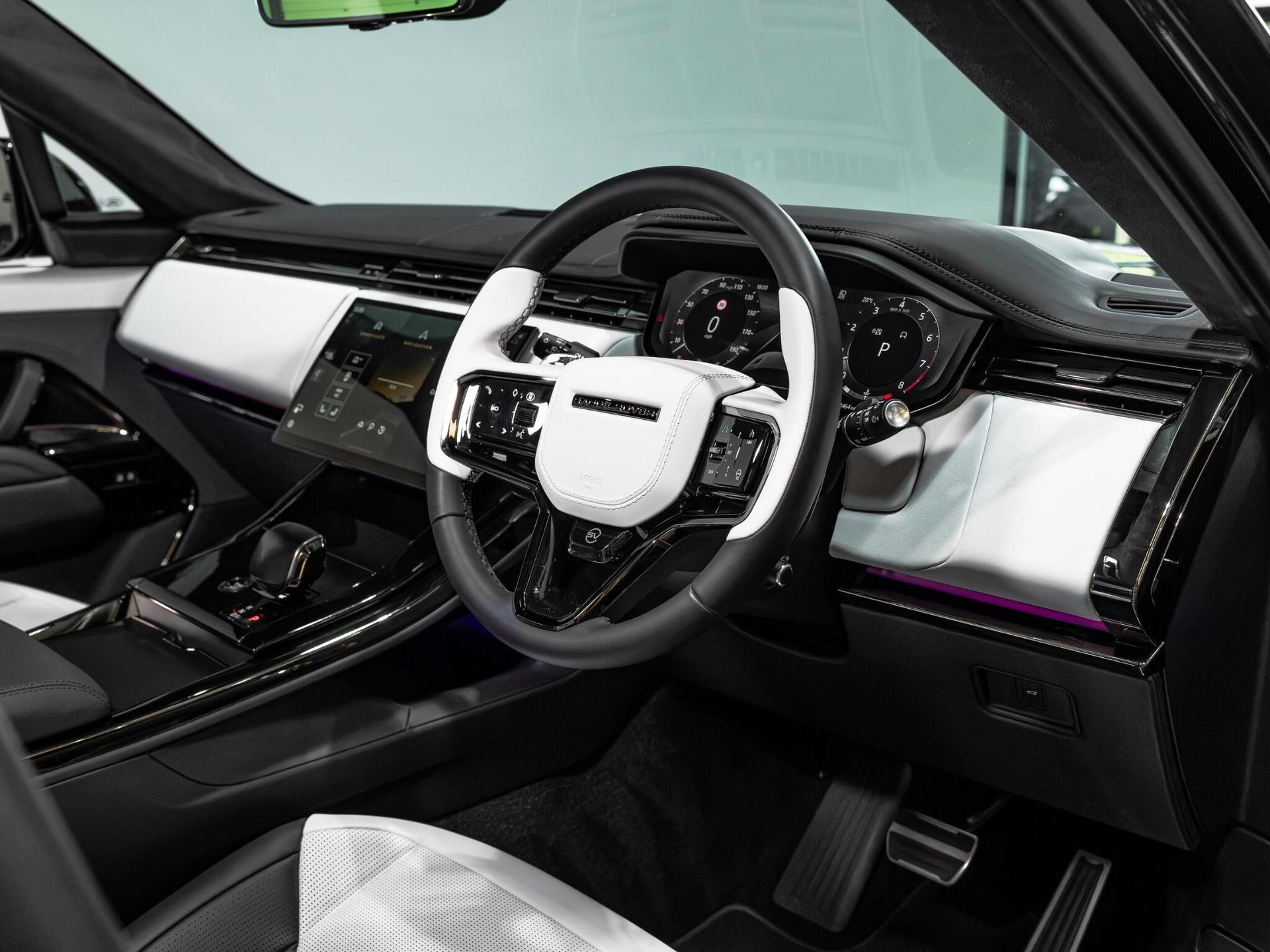 An interior shot of the interior front on a 2024 Land Rover Range Rover Sport
