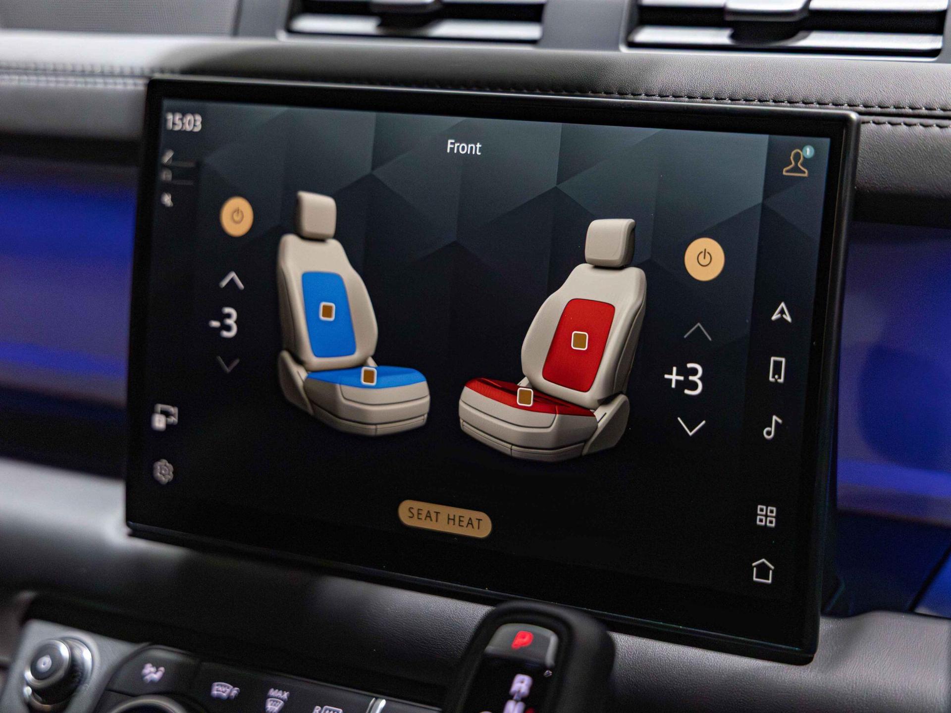 An interior shot of the infotainment system on a 2025 Land Rover Defender 90