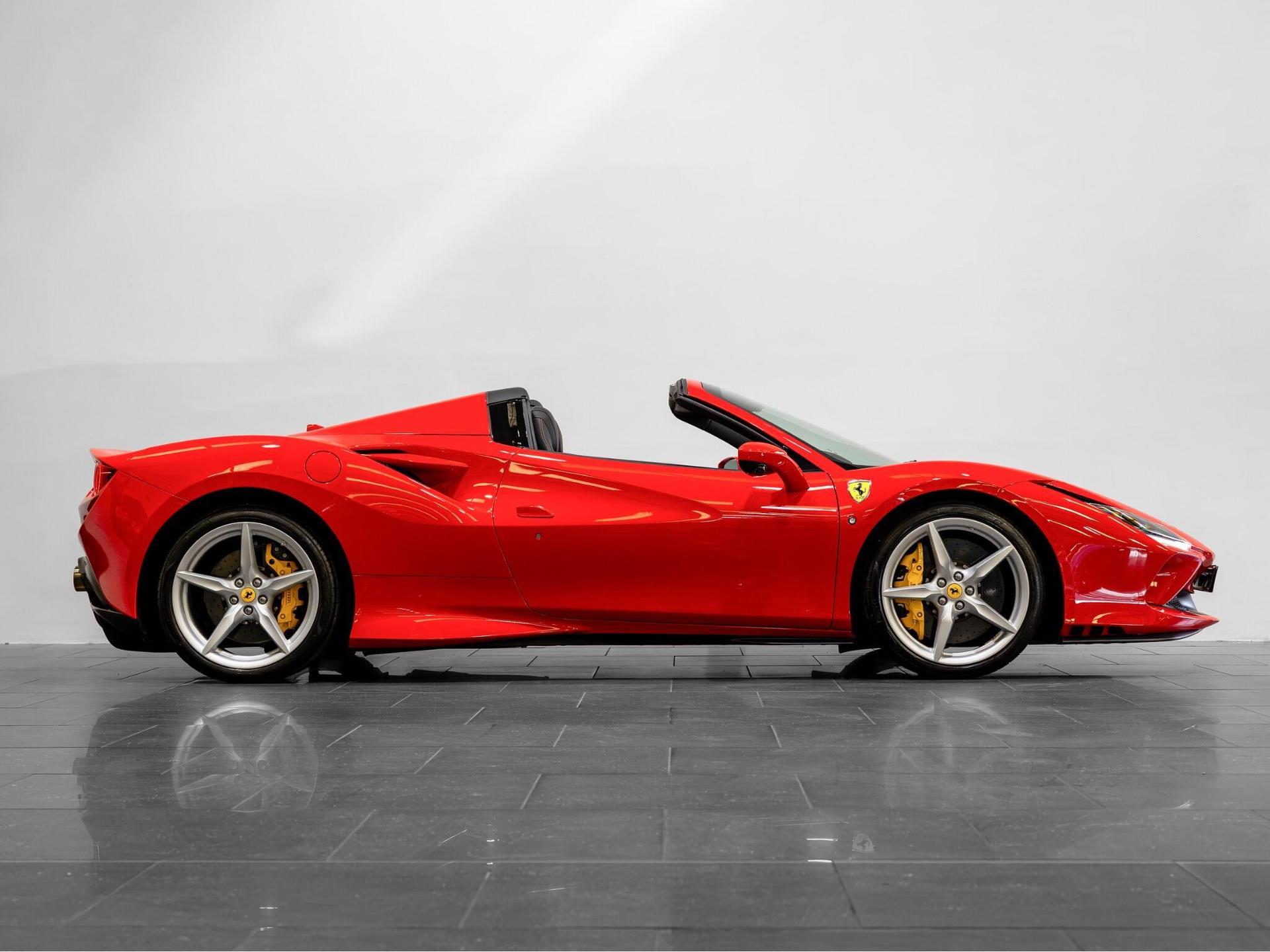 An exterior shot of the side right on a 2022 Ferrari F8 Spider