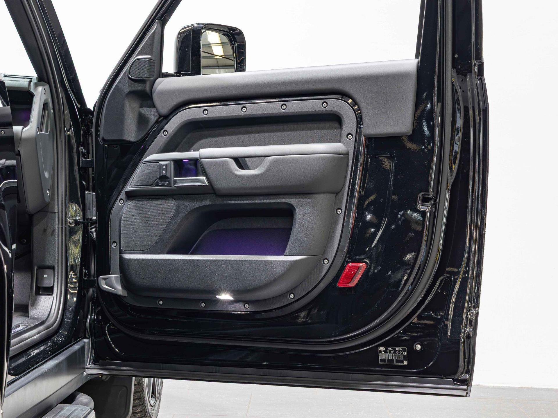 An interior shot of the door interior on a 2025 Land Rover Defender 90