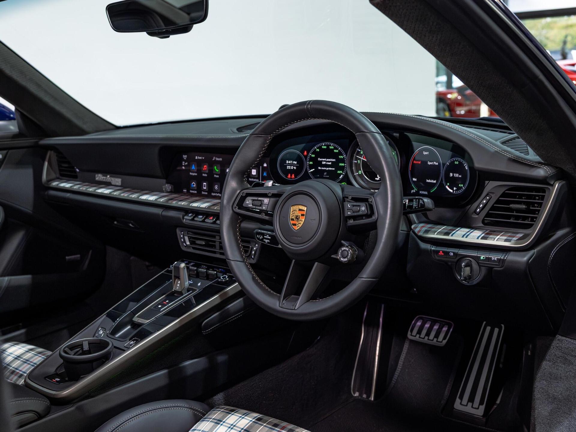 An interior shot of the interior front on a 2024 Porsche 911