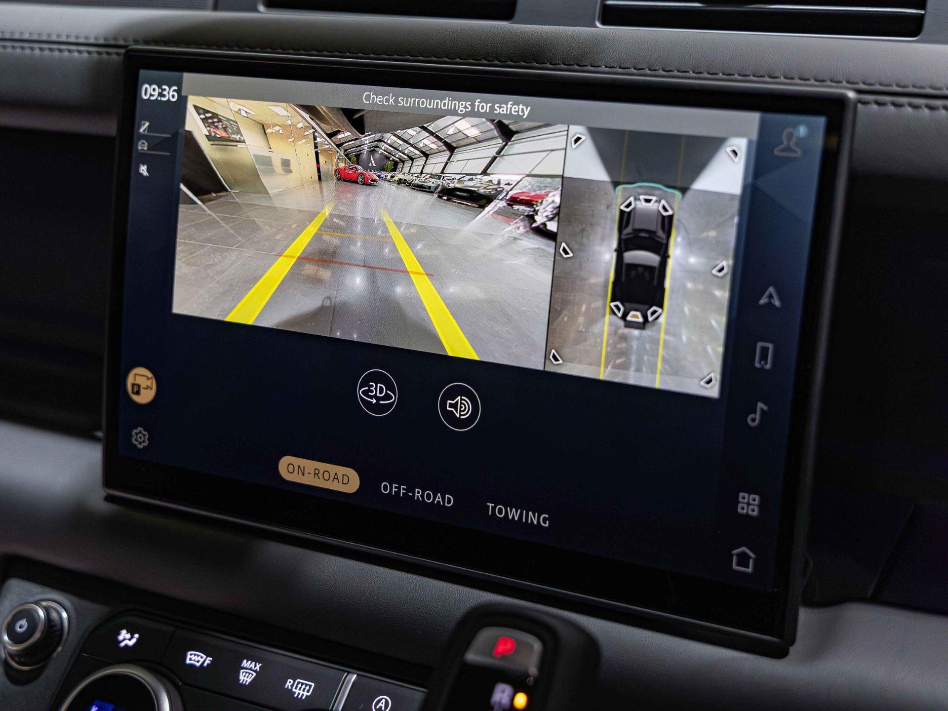 An interior shot of the infotainment system on a 2025 Land Rover Defender 90