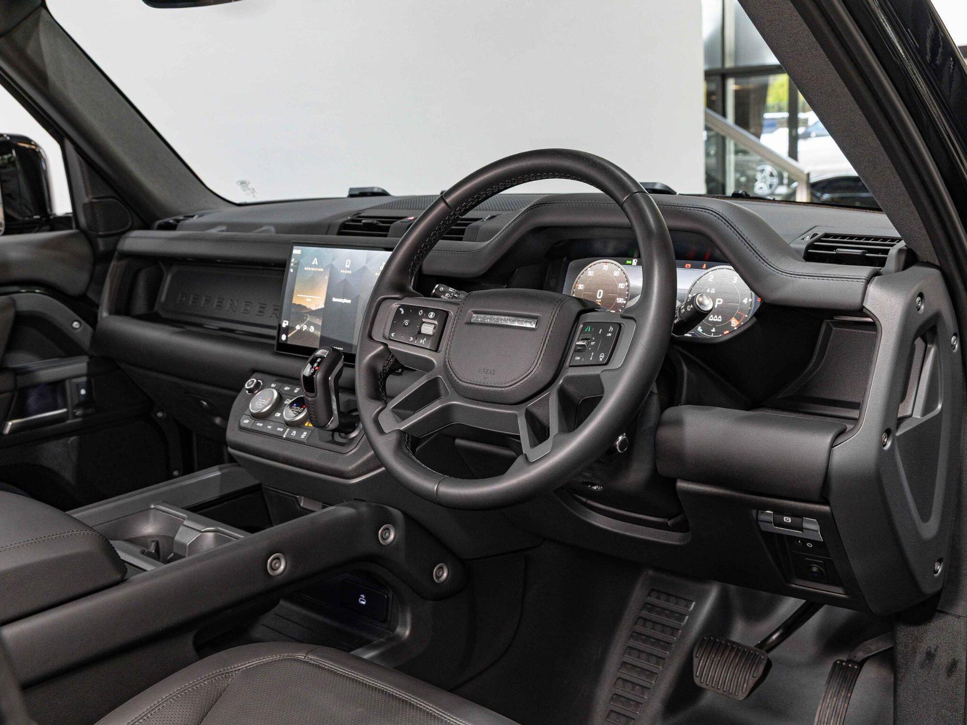 An interior shot of the interior front on a 2025 Land Rover Defender 90