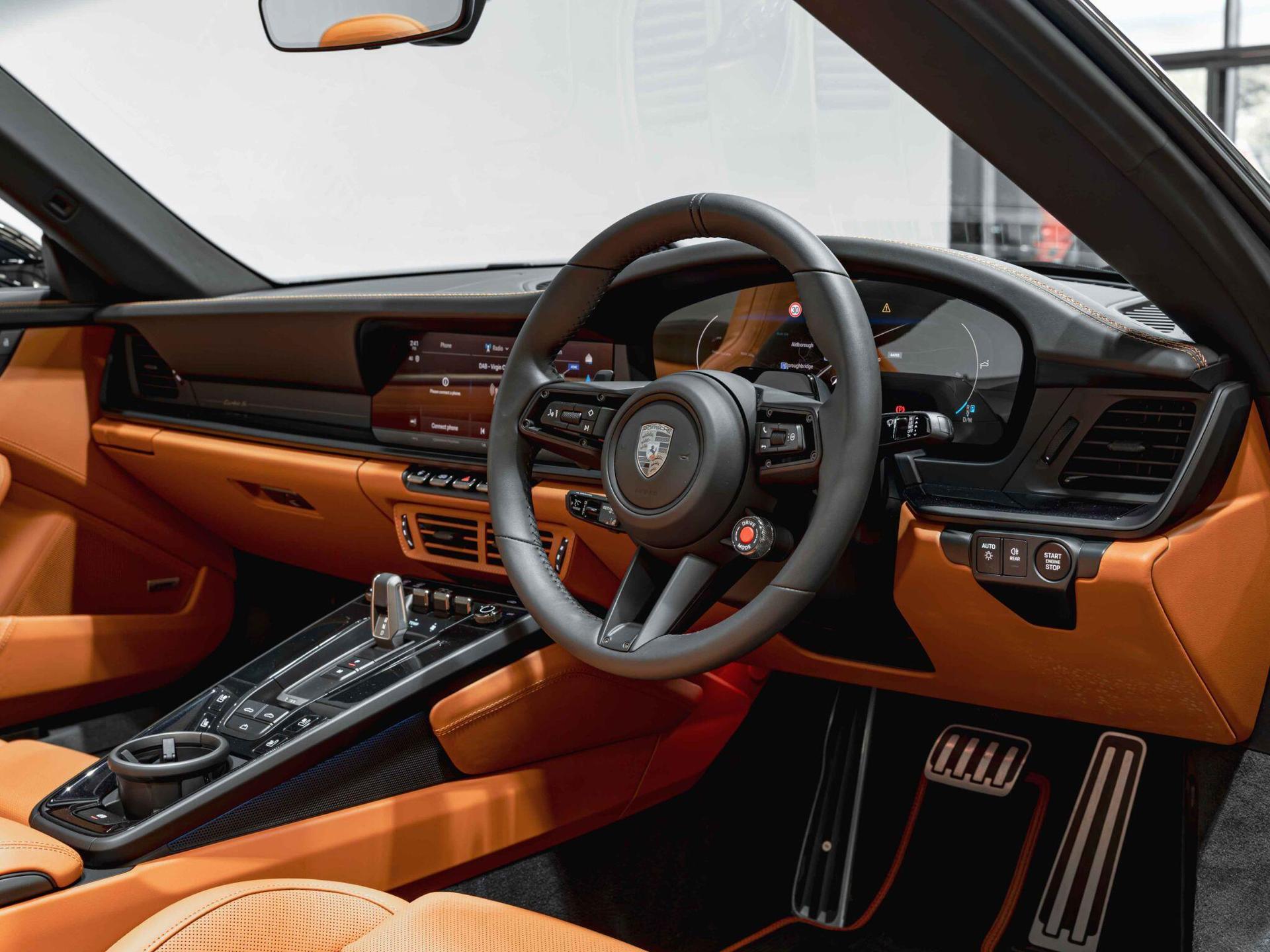 An interior shot of the interior front on a 2026 Porsche 911