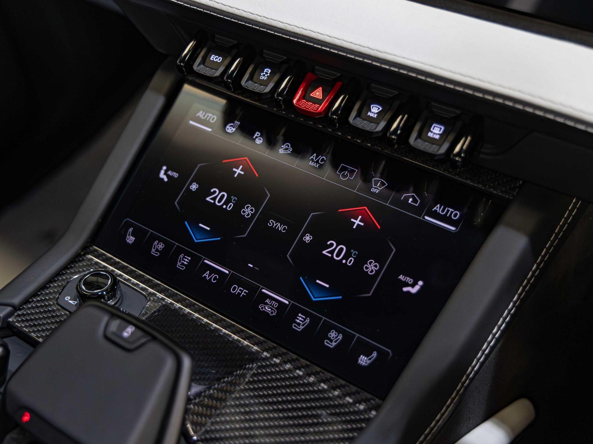 An interior shot of the infotainment system on a 2025 Lamborghini Urus
