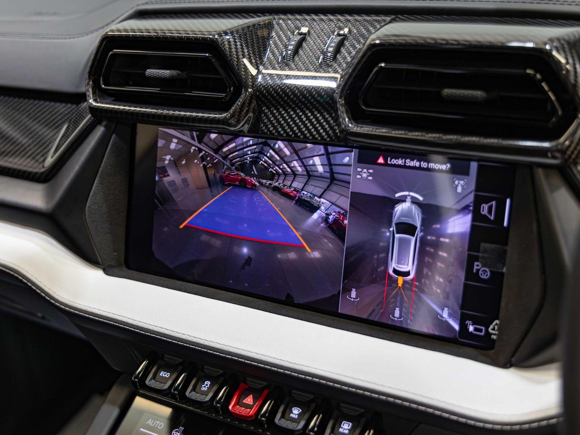 An interior shot of the infotainment system on a 2025 Lamborghini Urus