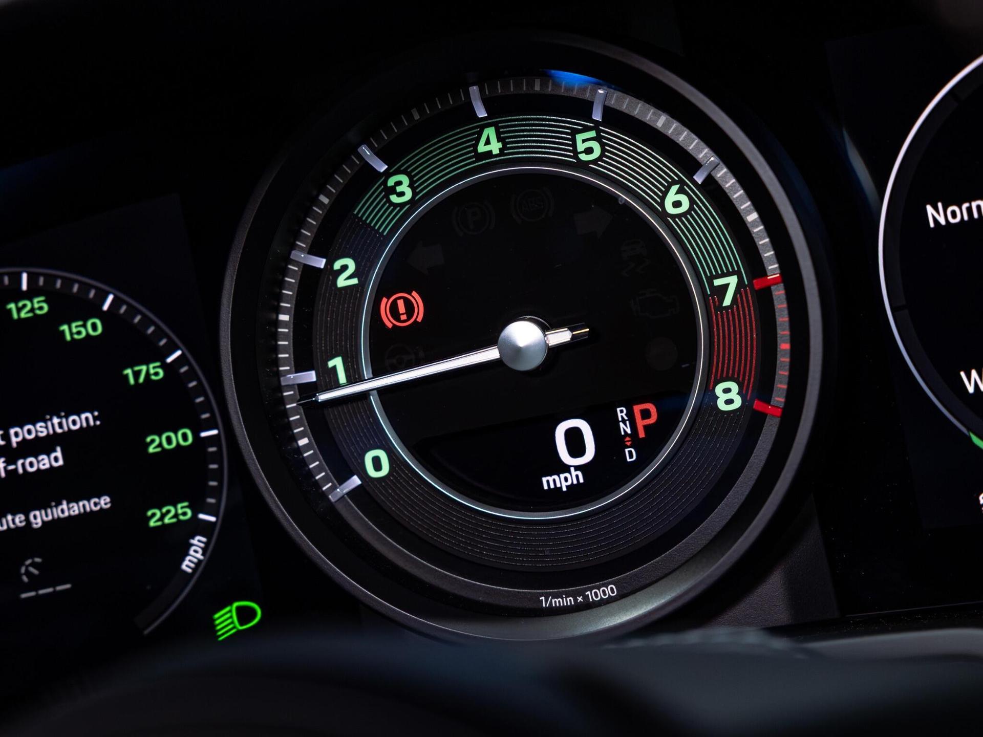 An interior shot of the driver instruments on a 2024 Porsche 911